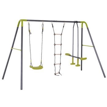 Columpio Infantil De Metal Pp 269x160x180 Cm-outsunny. Multicolor