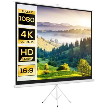 Plástico Metal Homcom Pantalla De Proyector Manual 244x183 Cm Blanco