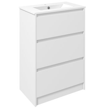 Melamina Cerámica Sintética Kleankin Mueble De Baño 61x37x88cm Blanco