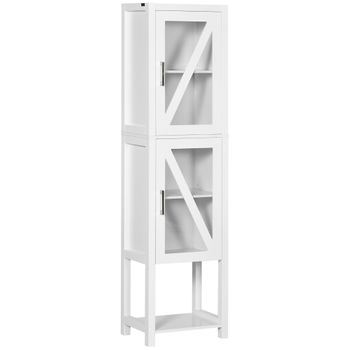 Mdf Melamina De Madera Kleankin Columna De Baño 45x30x170 Cm Blanco