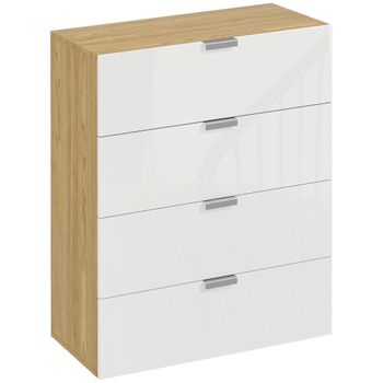 Melamina De Madera Homcom Cómoda Con 4 Cajones 70x35x92 Cm Blanco