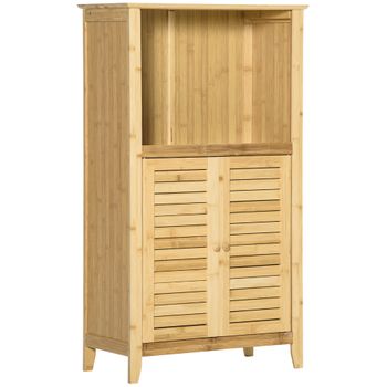 Armario Auxiliar De Baño De Bambú Homcom 50x25,5x92 Cm Natural