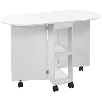 Mesa De Comedor Plegable Melamina De Madera Homcom 120x60x77cm Blanco