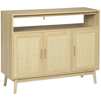 Mueble Cocina De Melamina Madera Vidrio Homcom 80x40x184,5cm-natural con  Ofertas en Carrefour