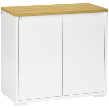 Aparador De Salón Con 2 Puertas De Melamina Homcom 80x37x75 Cm Blanco