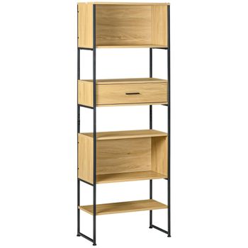 HOMCOM Estantería para Libros Estantes de Madera de 3 Niveles con 6  Compartimentos de Almacenaje para Sala de Estar Dormitorio Oficina  65,5x30x97,5 cm Blanco