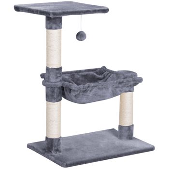 PawHut Árbol Rascador para Gatos de Madera 71,5x49,5x120 cm Torre