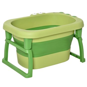 Bañera Plegable Para Bebé De 0-6 Años 105l Verde Homcom