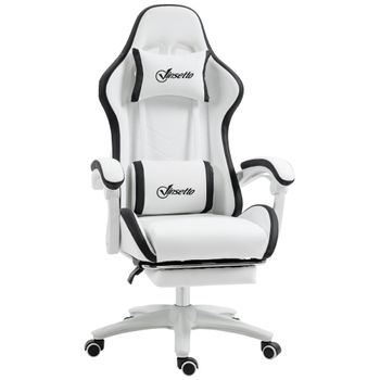 Silla Gaming Altura Ajustable Pu Espuma Vinsetto 65x65x129 Cm Blanco