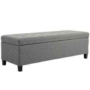 Baúl Almacenaje Poliéster Espuma Madera Goma Homcom 95x38x45 Cm Azul con  Ofertas en Carrefour