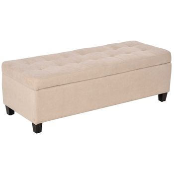 Banco De Almacenamiento Poliéster Espuma Homcom 125x49x41,5 Cm Beige