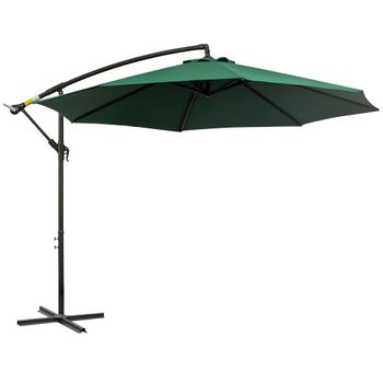 Sombrilla De Jardín Inclinable Outsunny Poliéster Ø300x250 Cm Verde