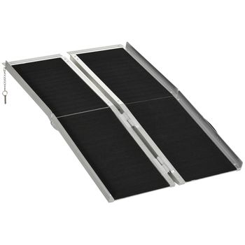 Rampa Para Silla De Ruedas Aleación Aluminio Homcom 122x73,5 Cm Negro