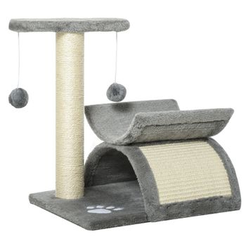 Pawhut Rascador De Gatos Para Esquina 25x23x62 Cm Madera De Pino Tabla  Rascadora Esquinera De Sisal Natural Con Juguete Colgante Color Natural  Gris