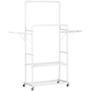 Perchero De Ropa Con Ruedas De Acero Homcom 153x43,7x171 Cm Blanco