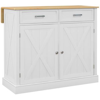 Carro de cocina con ruedas cajón 2 armarios HOMCOM 67x37x87cm blanco