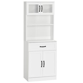 Homcom Mueble Aparador Auxiliar De Cocina 80x48x170 cm Blanco