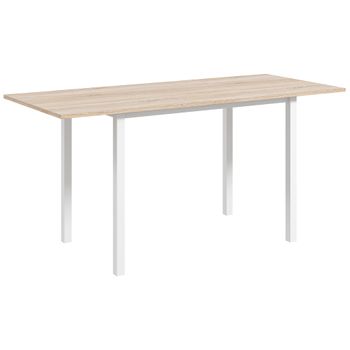 Mesa De Comedor Extensible De Mdf Homcom 160x70x76 Cm Madera Natural