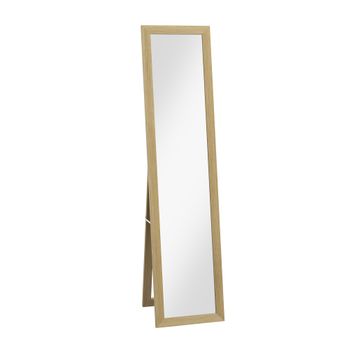 Espejo De Cuerpo Entero De Mdf Vidrio Homcom 37x3.8x157 Cm Roble