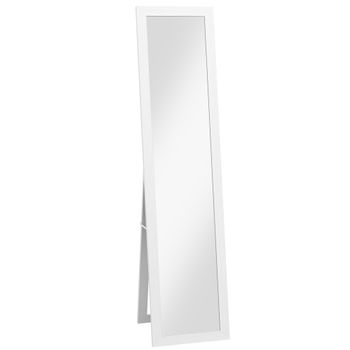 Espejo De Cuerpo Entero De Mdf Vidrio Homcom 37x3.8x157 Cm Blanco