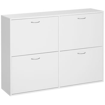 Mueble zapatero Eco de 3 puertas acabado blanco, 60 cm(ancho) 107 cm(altura)  25 cm(fondo)