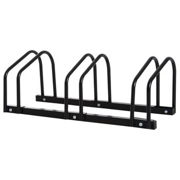 Aparcamiento Para 3 Bicicletas De Acero Homcom 76x33x27 Cm Negro