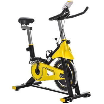 Bicicleta Estática Homcom De Acero Abs, 45,5x100x101-113 Cm Amarillo