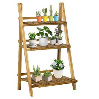 Soporte Para Plantas De Madera De Abeto Outsunny 60x37x93 Cm Natural