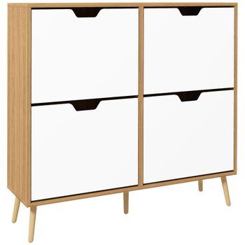 Mueble Zapatero De Melamina De Madera Pino Homcom 95x26x95 Cm Natural