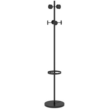 Perchero De Pie Con Paragüero De Metal Homcom Ø34x177 Cm Negro