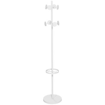 Perchero De Pie Con Paragüero De Metal Homcom Ø34x177 Cm Blanco