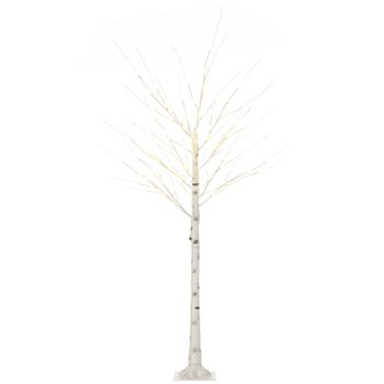 Árbol De Abedul Con 96 Luces De Pp Metal Homcom 22x22x180 Cm-blanco