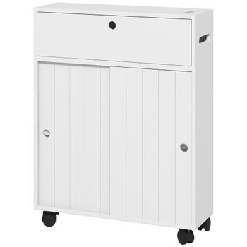 Mueble Auxiliar Baño Moderno De Mdf Kleankin 52x17x67 Cm Blanco