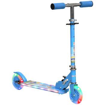 Patinete Para Niños Plegable Con Luces Altura Ajustable Azul Homcom