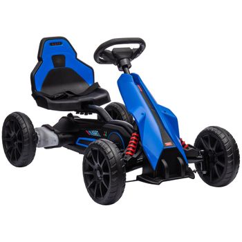 Go Kart Coche Eléctrico De Pp Metal Eva Homcom 100x58x58,5 Cm Azul