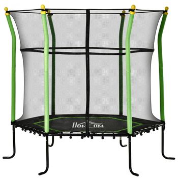 Cama Elástica Infantil Con Superficie De Salto Ø120 Cm Verde Homcom