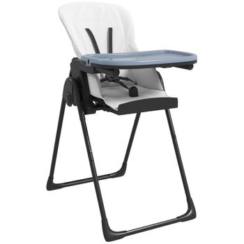 HOMCOM Trona para Bebé Evolutiva Ajustable y Plegable con Doble Bandeja  Trona Portátil de +6 Meses Reclinable con 2 Ruedas y Frenos 55x80x104 cm  Azul Silla Alta