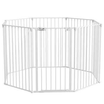 Barrera De Seguridad Mascotas De Hierro 74-95 X 75,7cm-pawhut. Blanco