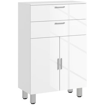 Mueble Auxiliar Baño De Melamina De Madera Kleankin 60x30x93cm Blanco