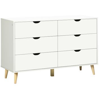 Cómoda De Melamina De Madera Pino Homcom 120x40x76cm-blanco