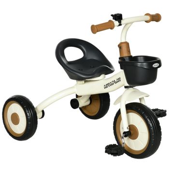 Triciclo Para Niños De 2 A 5 Años Con Cesta Timbre Crema Aiyaplay