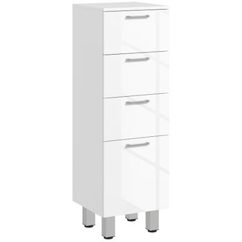 Mueble Auxiliar Baño De Melamina De Madera Kleankin 30x30x93cm Blanco