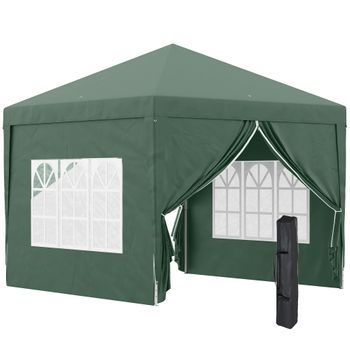 Carpa Plegable Outsunny De Tela Oxford Acero 295x295x258 Cm Verde