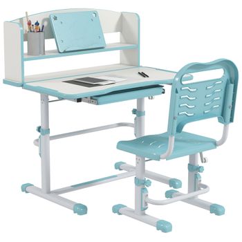 Juego De Escritorio Y Silla Infantil Altura Ajustable Azul Zonekiz