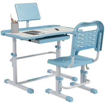 Juego De Escritorio Y Silla Infantil Altura Ajustable Azul Zonekiz