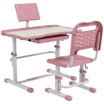 Juego De Escritorio Y Silla Infantil Altura Ajustable Rosa Zonekiz