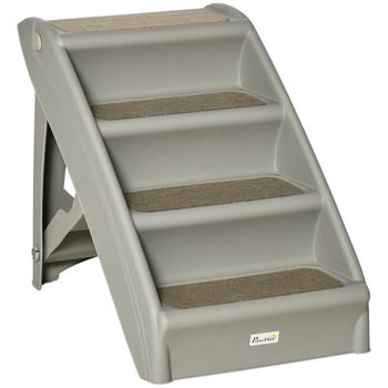 Barrera seguridad perros para escaleras PawHut 74-105x76,2 cm gris