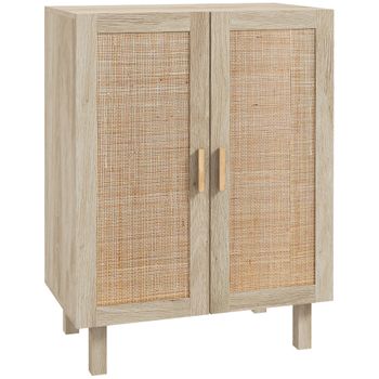 Armario De Salón De Melamina De Madera Homcom 73x41x102 Cm-natural