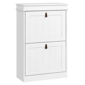 Mueble Zapatero Estrecho De Mdf Homcom 54x24x82,5 Cm Blanco