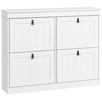 Mueble Zapatero Estrecho De Mdf Homcom 105x24x82,5 Cm Blanco